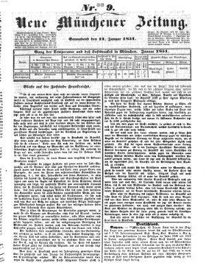 Neue Münchener Zeitung (Süddeutsche Presse) Samstag 11. Januar 1851