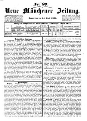 Neue Münchener Zeitung (Süddeutsche Presse) Donnerstag 24. April 1851