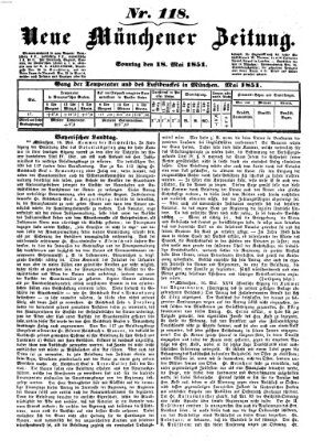 Neue Münchener Zeitung (Süddeutsche Presse) Sonntag 18. Mai 1851