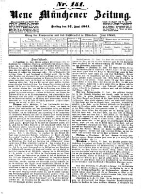 Neue Münchener Zeitung (Süddeutsche Presse) Freitag 27. Juni 1851