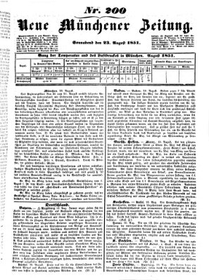 Neue Münchener Zeitung (Süddeutsche Presse) Samstag 23. August 1851