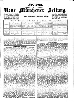 Neue Münchener Zeitung (Süddeutsche Presse) Mittwoch 5. November 1851