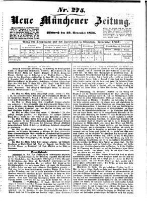 Neue Münchener Zeitung (Süddeutsche Presse) Mittwoch 19. November 1851
