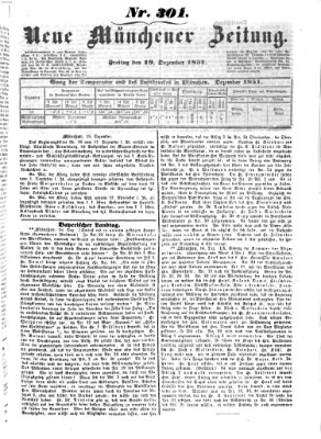 Neue Münchener Zeitung (Süddeutsche Presse) Freitag 19. Dezember 1851