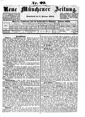 Neue Münchener Zeitung (Süddeutsche Presse) Samstag 7. Februar 1852