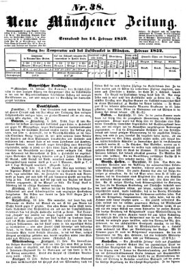Neue Münchener Zeitung (Süddeutsche Presse) Samstag 14. Februar 1852