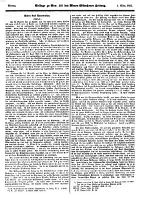 Neue Münchener Zeitung (Süddeutsche Presse) Montag 1. März 1852