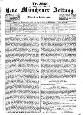 Neue Münchener Zeitung (Süddeutsche Presse) Mittwoch 7. Juli 1852