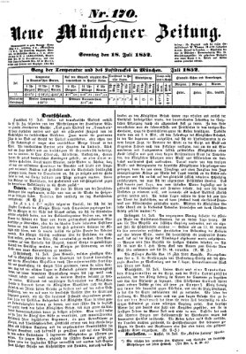 Neue Münchener Zeitung (Süddeutsche Presse) Sonntag 18. Juli 1852