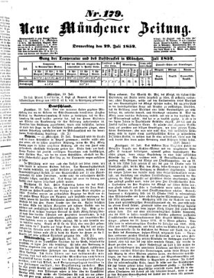 Neue Münchener Zeitung (Süddeutsche Presse) Donnerstag 29. Juli 1852