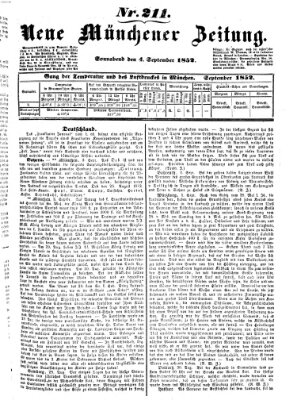Neue Münchener Zeitung (Süddeutsche Presse) Samstag 4. September 1852