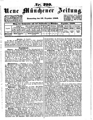 Neue Münchener Zeitung (Süddeutsche Presse) Donnerstag 16. Dezember 1852