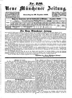 Neue Münchener Zeitung (Süddeutsche Presse) Donnerstag 30. Dezember 1852