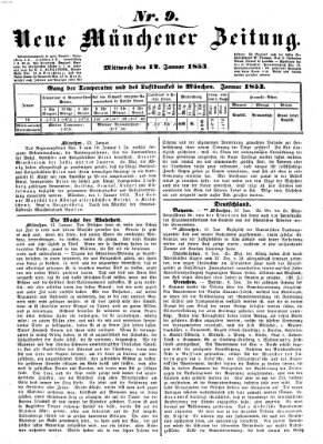 Neue Münchener Zeitung (Süddeutsche Presse) Mittwoch 12. Januar 1853