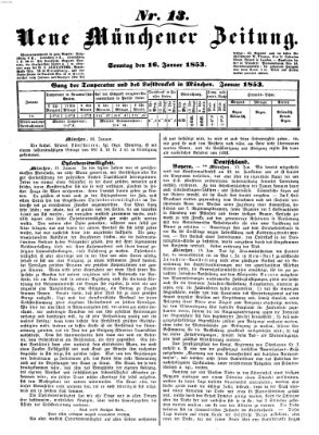 Neue Münchener Zeitung (Süddeutsche Presse) Sonntag 16. Januar 1853