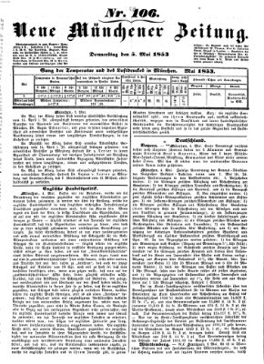 Neue Münchener Zeitung (Süddeutsche Presse) Donnerstag 5. Mai 1853