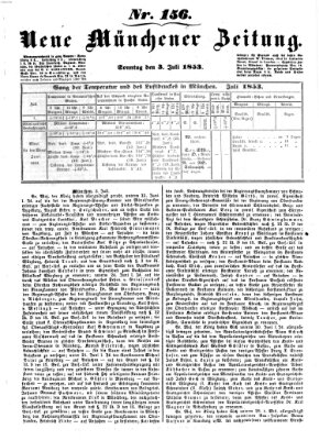 Neue Münchener Zeitung (Süddeutsche Presse) Sonntag 3. Juli 1853