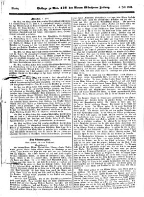 Neue Münchener Zeitung (Süddeutsche Presse) Montag 4. Juli 1853
