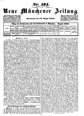 Neue Münchener Zeitung (Süddeutsche Presse) Samstag 13. August 1853
