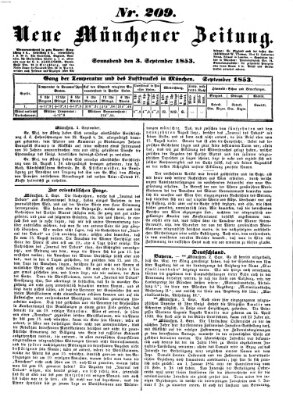 Neue Münchener Zeitung (Süddeutsche Presse) Samstag 3. September 1853