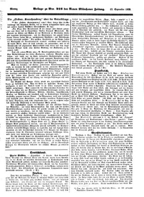 Neue Münchener Zeitung (Süddeutsche Presse) Montag 12. September 1853