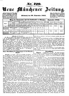 Neue Münchener Zeitung (Süddeutsche Presse) Mittwoch 28. September 1853