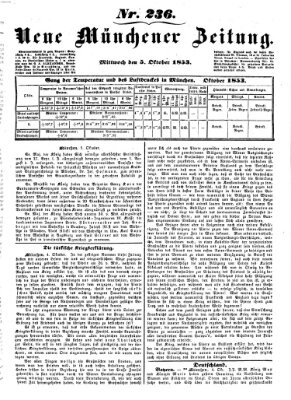 Neue Münchener Zeitung (Süddeutsche Presse) Mittwoch 5. Oktober 1853