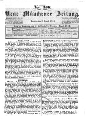 Neue Münchener Zeitung (Süddeutsche Presse) Sonntag 6. August 1854