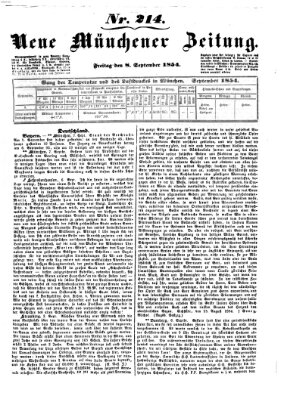 Neue Münchener Zeitung (Süddeutsche Presse) Freitag 8. September 1854