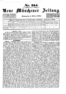 Neue Münchener Zeitung (Süddeutsche Presse) Sonntag 1. Oktober 1854