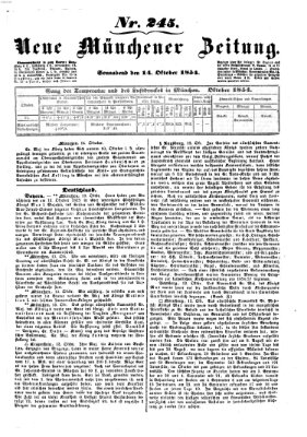Neue Münchener Zeitung (Süddeutsche Presse) Samstag 14. Oktober 1854
