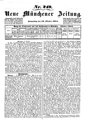 Neue Münchener Zeitung (Süddeutsche Presse) Donnerstag 19. Oktober 1854