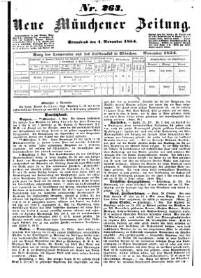 Neue Münchener Zeitung (Süddeutsche Presse) Samstag 4. November 1854