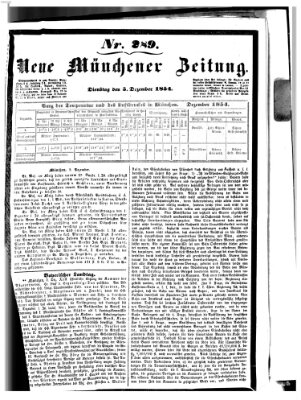 Neue Münchener Zeitung (Süddeutsche Presse) Dienstag 5. Dezember 1854