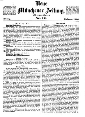 Neue Münchener Zeitung (Süddeutsche Presse) Montag 14. Januar 1856