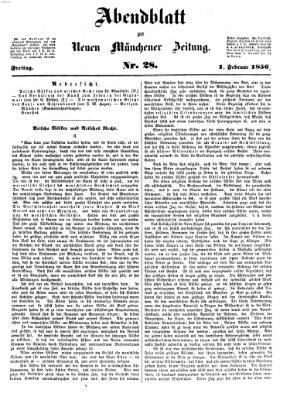 Neue Münchener Zeitung (Süddeutsche Presse) Freitag 1. Februar 1856