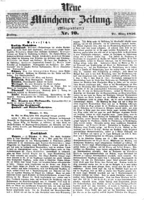 Neue Münchener Zeitung (Süddeutsche Presse) Freitag 21. März 1856