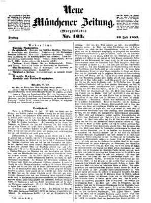 Neue Münchener Zeitung (Süddeutsche Presse) Freitag 10. Juli 1857