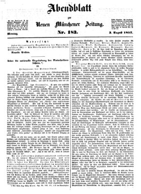 Neue Münchener Zeitung (Süddeutsche Presse) Montag 3. August 1857