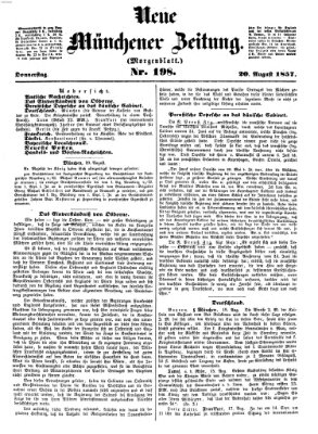 Neue Münchener Zeitung (Süddeutsche Presse) Donnerstag 20. August 1857