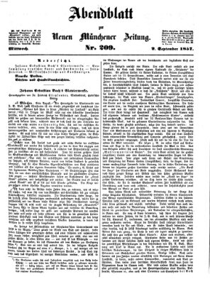 Neue Münchener Zeitung (Süddeutsche Presse) Mittwoch 2. September 1857