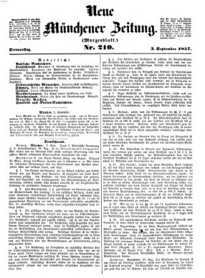 Neue Münchener Zeitung (Süddeutsche Presse) Donnerstag 3. September 1857