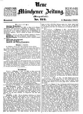 Neue Münchener Zeitung (Süddeutsche Presse) Samstag 5. September 1857