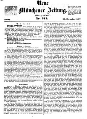 Neue Münchener Zeitung (Süddeutsche Presse) Freitag 11. September 1857
