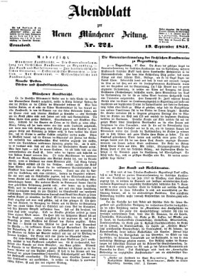 Neue Münchener Zeitung (Süddeutsche Presse) Samstag 19. September 1857