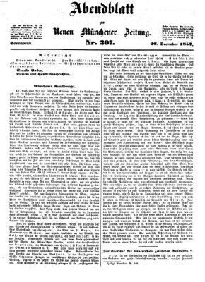 Neue Münchener Zeitung (Süddeutsche Presse) Samstag 26. Dezember 1857