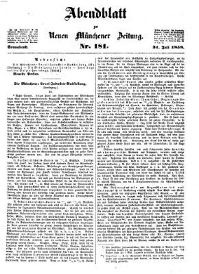 Neue Münchener Zeitung (Süddeutsche Presse) Samstag 31. Juli 1858