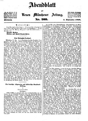 Neue Münchener Zeitung (Süddeutsche Presse) Mittwoch 1. September 1858