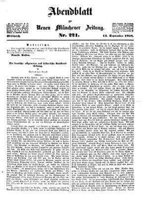 Neue Münchener Zeitung (Süddeutsche Presse) Mittwoch 15. September 1858