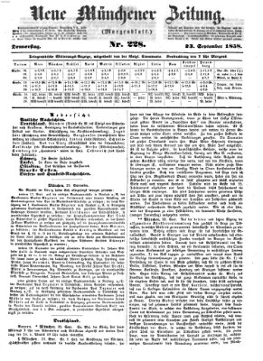 Neue Münchener Zeitung (Süddeutsche Presse) Donnerstag 23. September 1858